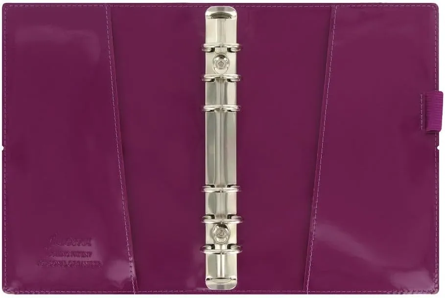 Filofax Domino Patent Organizer, Personal Size, Aubergine with Spots - High-Gloss, Contemporary, Six Rings, Week-to-View Calendar Diary, Multilingual, 2025 (C022520-25)