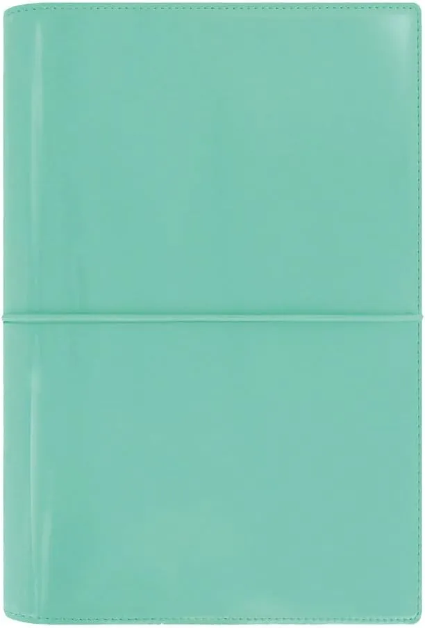 Filofax Domino Patent Organizer, Personal Size, Turquoise - High-Gloss, Contemporary, Six Rings, Week-to-View Calendar Diary, Multilingual, 2025 (C022514-25)