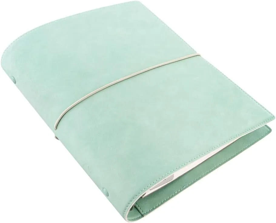 Filofax Domino Soft Organizer, A5 Size, Duck Egg - Smooth, Leather-Look, Grain Effect, Tactile, Six Rings, Week-to-View Calendar Diary, Multilingual, 2025 (C022601-25)