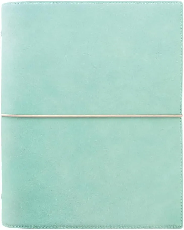 Filofax Domino Soft Organizer, A5 Size, Duck Egg - Smooth, Leather-Look, Grain Effect, Tactile, Six Rings, Week-to-View Calendar Diary, Multilingual, 2025 (C022601-25)