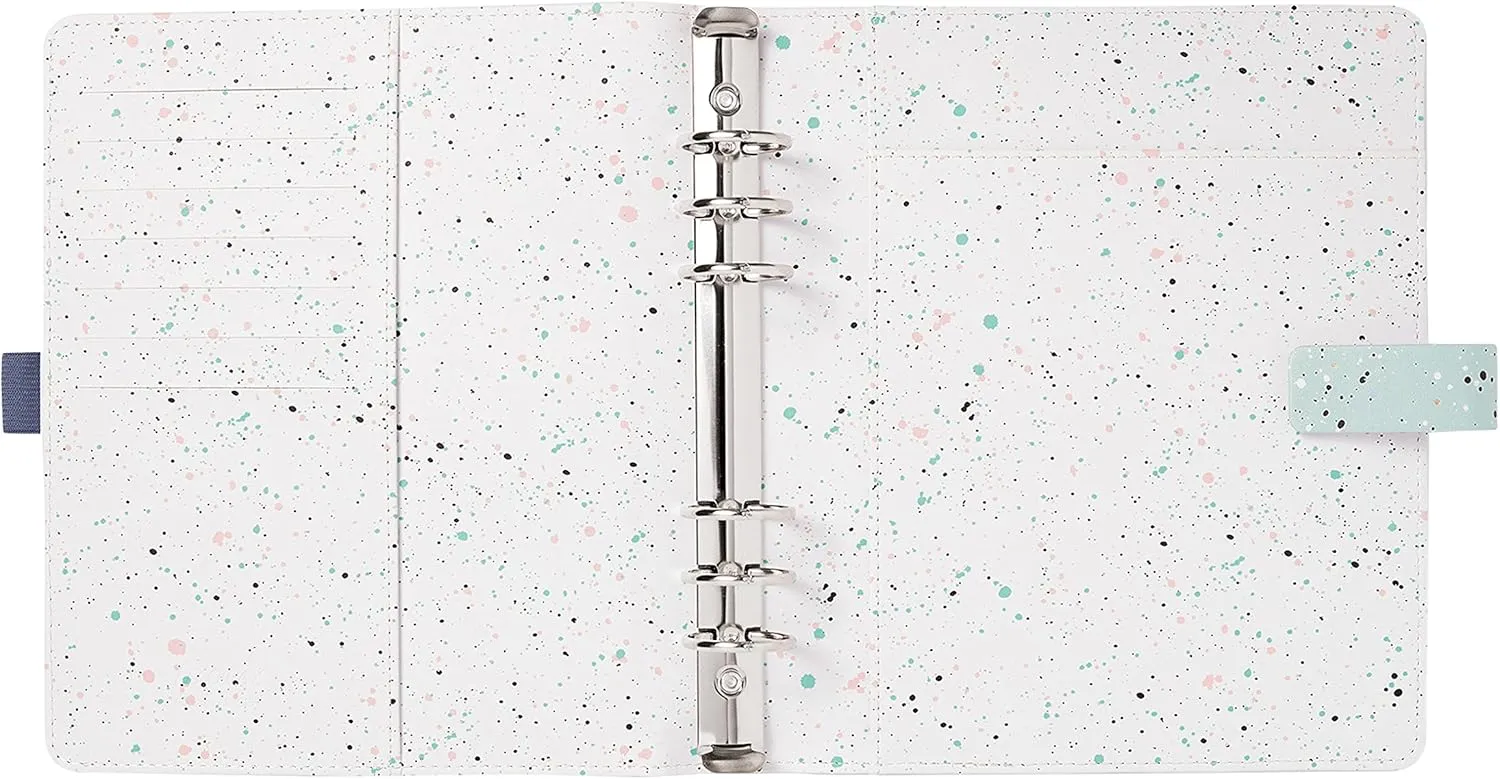 Filofax Expressions Organizer, A5 Size, Mint - Leather-Look, Gold Foil Accents, Six Rings, Week-to-View Calendar Diary, Multilingual, 2025 (C028737-25)