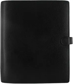 Filofax Finsbury Organizer, A5 Size, Black - Traditional Grained Leather, Six Rings, Week-to-View Calendar Diary, Multilingual, 2025 (C025368-25)