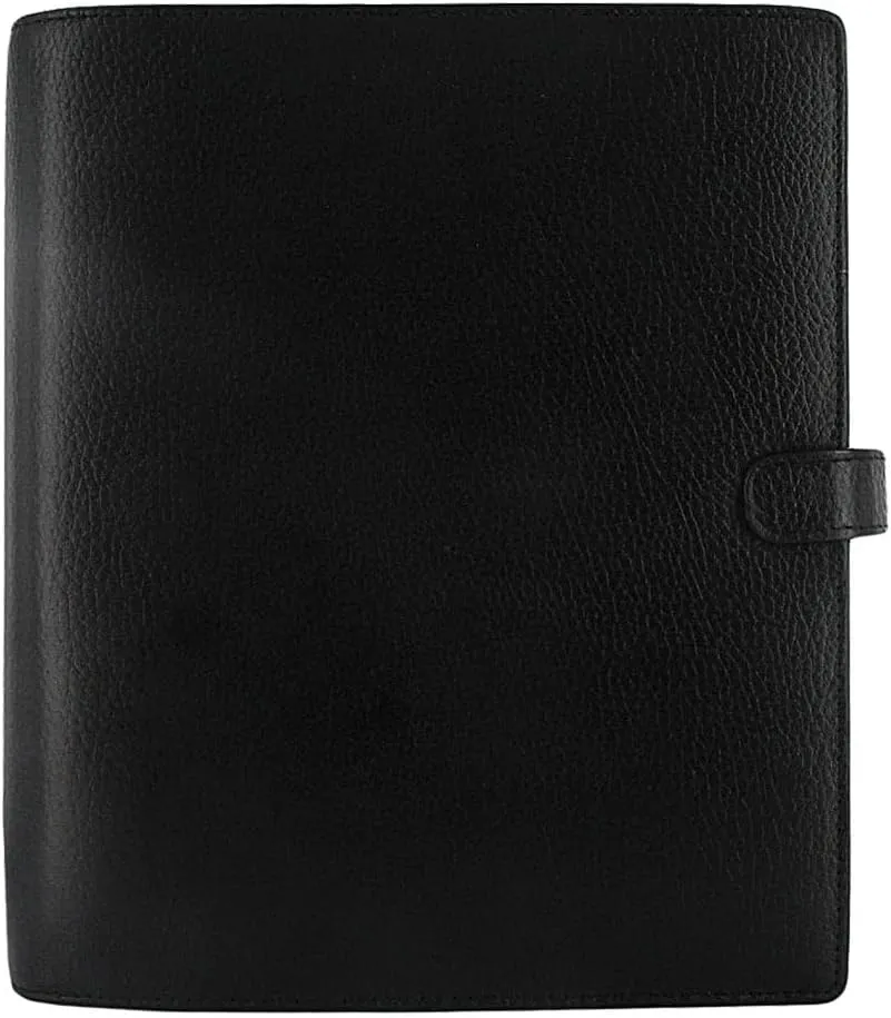 Filofax Finsbury Organizer, A5 Size, Black - Traditional Grained Leather, Six Rings, Week-to-View Calendar Diary, Multilingual, 2025 (C025368-25)