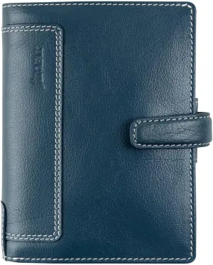 Filofax Holborn Organizer, Pocket Size, Blue - Full-Grain Buffalo Leather, Six Rings, Cotton Cream Week-to-View Calendar Diary, Multilingual, 2025 (C025610-25)