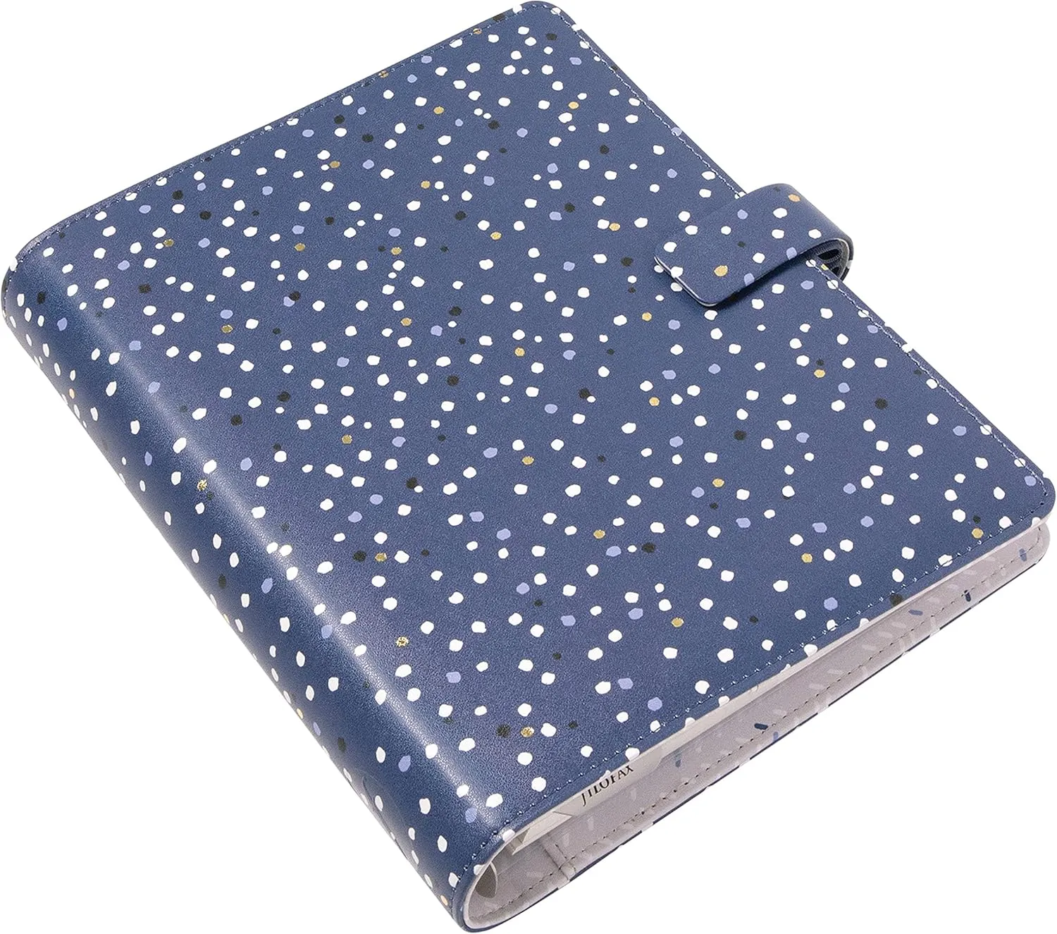 Filofax Indigo Organizer, A5 Size, Snow - Leather-Look, Gold Foil Accents, Six Rings, Week-to-View Calendar Diary, Multilingual, 2025 (C028741-25)
