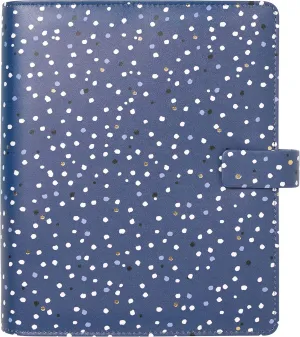 Filofax Indigo Organizer, A5 Size, Snow - Leather-Look, Gold Foil Accents, Six Rings, Week-to-View Calendar Diary, Multilingual, 2025 (C028741-25)