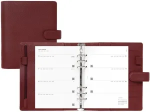Filofax Norfolk Organizer, A5 Size, Currant - Soft, Full-Grain Leather, Six Rings, Week-to-View Calendar Diary, Multilingual, 2025 (C022672-25)