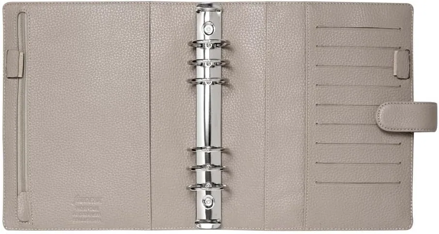 Filofax Norfolk Organizer, A5 Size, Taupe - Soft, Full-Grain Leather, Six Rings, Week-to-View Calendar Diary, Multilingual, 2025 (C022643-25)