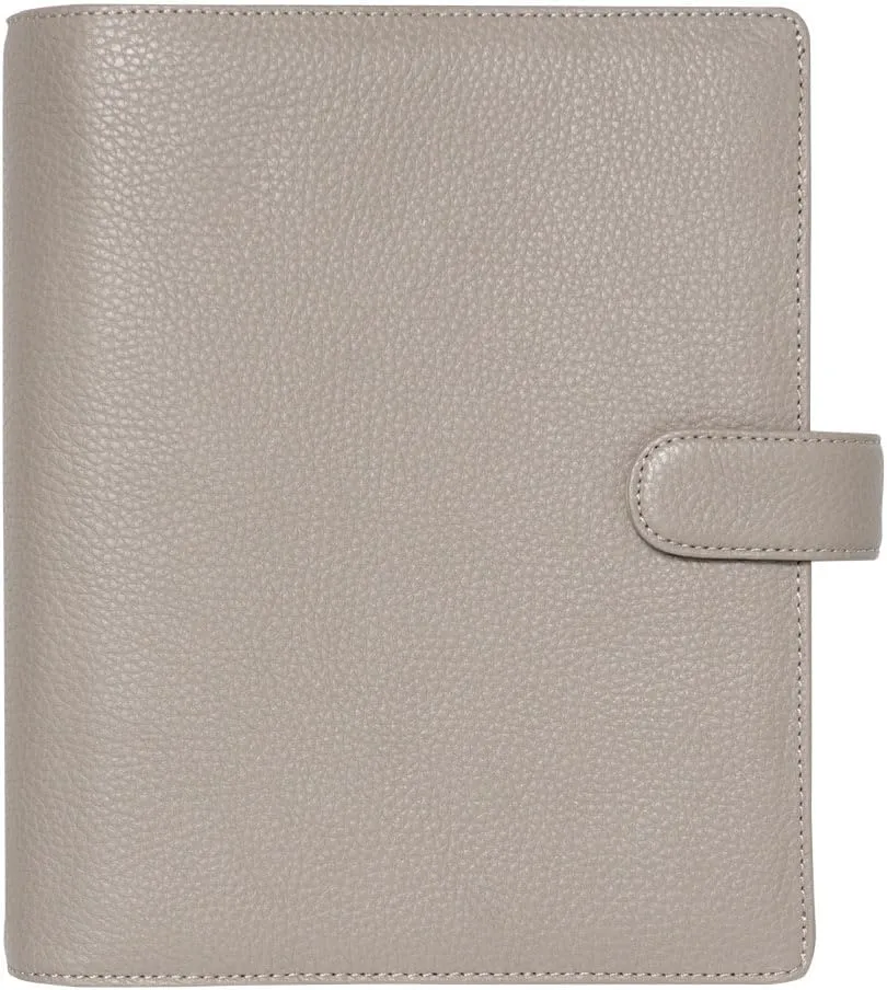 Filofax Norfolk Organizer, A5 Size, Taupe - Soft, Full-Grain Leather, Six Rings, Week-to-View Calendar Diary, Multilingual, 2025 (C022643-25)