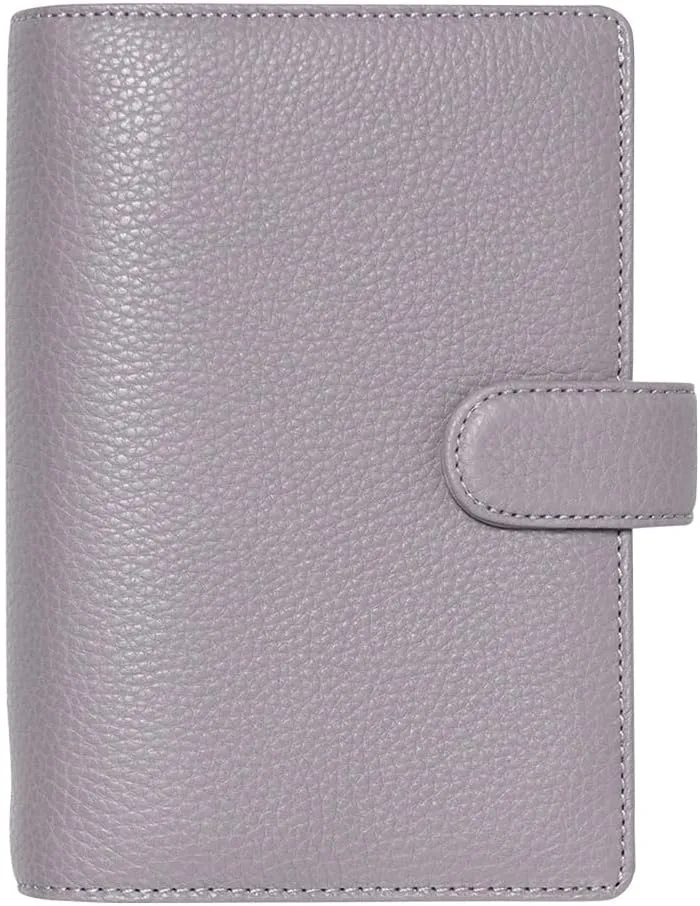 Filofax Norfolk Organizer, Personal Size, Lavender - Soft, Full-Grain Leather, Six Rings, Week-to-View Calendar Diary, Multilingual, 2025 (C022639-25)