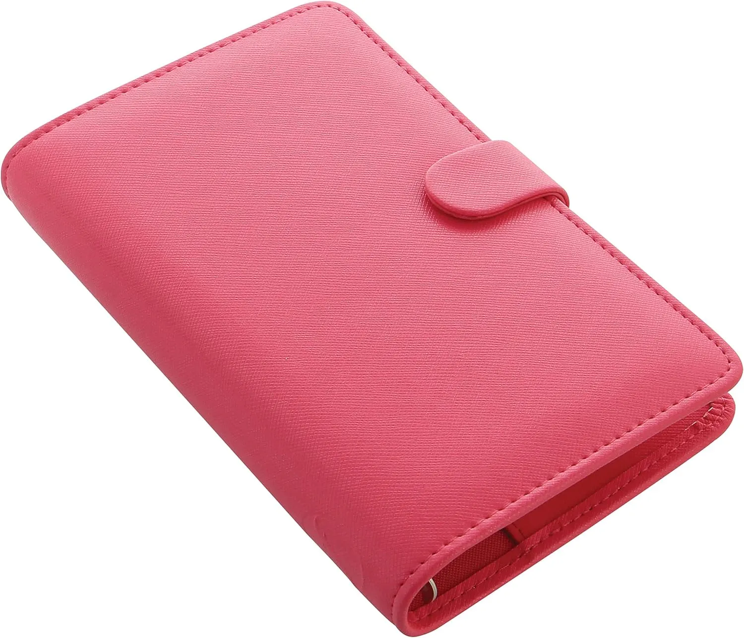 Filofax Saffiano Organizer, Personal Compact Size, Peony - Cross-Grain, Leather-Look, Six Rings, Week-to-View Calendar Diary, Multilingual, 2025 (C028763-25)