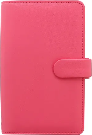 Filofax Saffiano Organizer, Personal Compact Size, Peony - Cross-Grain, Leather-Look, Six Rings, Week-to-View Calendar Diary, Multilingual, 2025 (C028763-25)