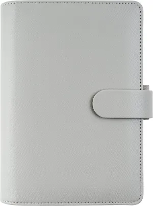 Filofax Saffiano Organizer, Personal Size, Granite - Cross-Grain, Leather-Look, Six Rings, Week-to-View Calendar Diary, Multilingual, 2025 (C028805-25)