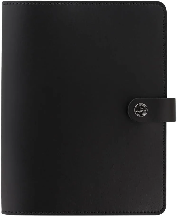 Filofax The Original Organizer, A5 Size, Black - Leather, Six Rings, Week-to-View Calendar Diary, Multilingual, 2025 (C022509-25)