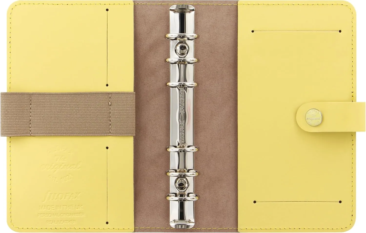Filofax The Original Organizer, Personal Size, Lemon - Leather, Six Rings, Week-to-View Calendar Diary, Multilingual, 2025 (C026070-25)