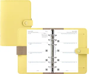 Filofax The Original Organizer, Personal Size, Lemon - Leather, Six Rings, Week-to-View Calendar Diary, Multilingual, 2025 (C026070-25)