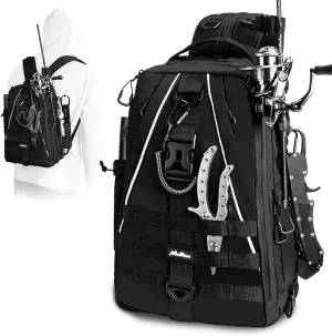 Fishing Backpack with Rod Holder and Tackle Box