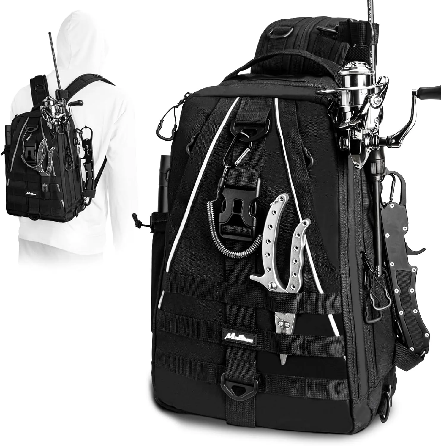 Fishing Backpack with Rod Holder and Tackle Box