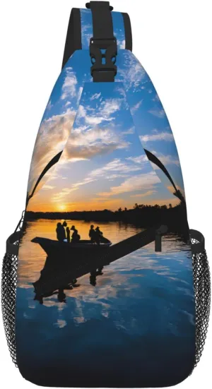 Fishing Scenic Print Cross Chest Bag Diagonally - High-Capacity For Short Trips, Work, And Daily Use