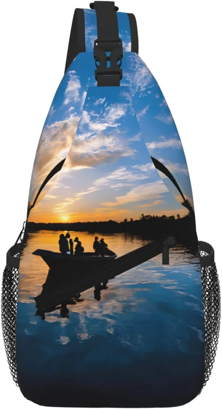 Fishing Scenic Print Cross Chest Bag Diagonally - High-Capacity For Short Trips, Work, And Daily Use