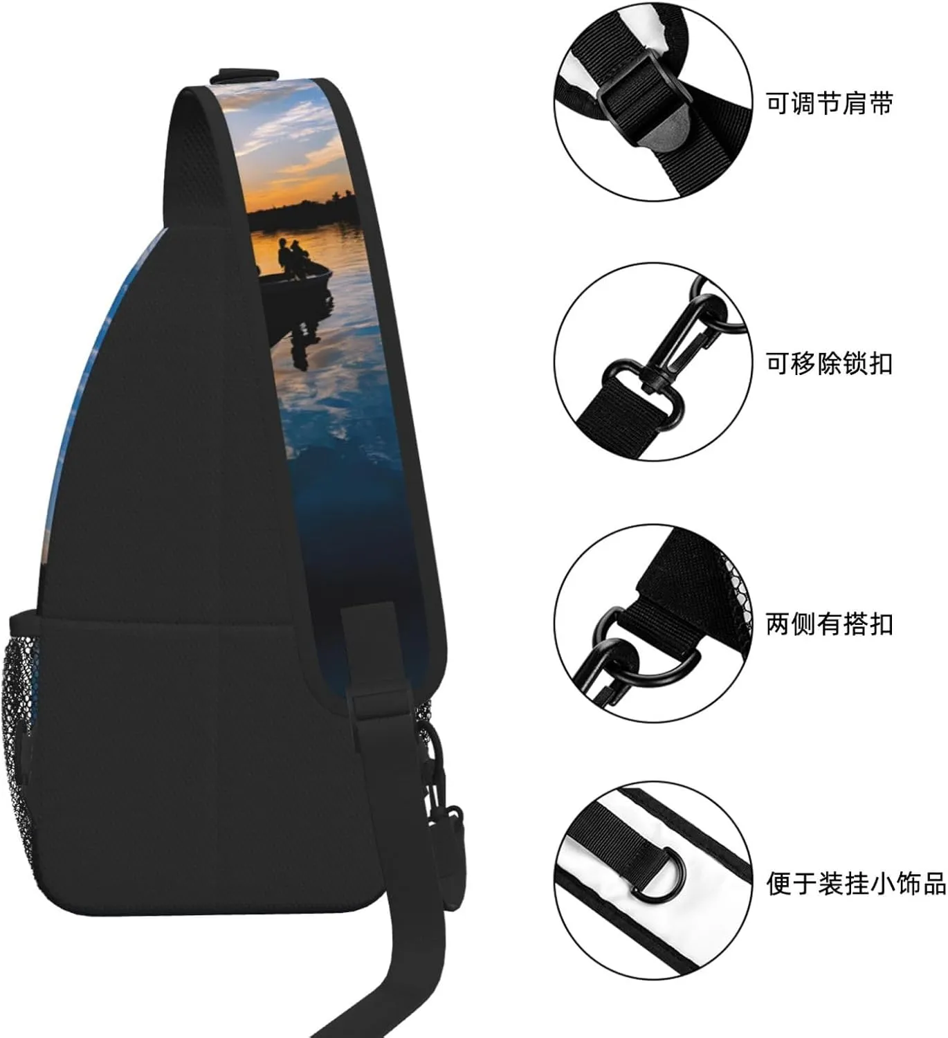 Fishing Scenic Print Cross Chest Bag Diagonally - High-Capacity For Short Trips, Work, And Daily Use