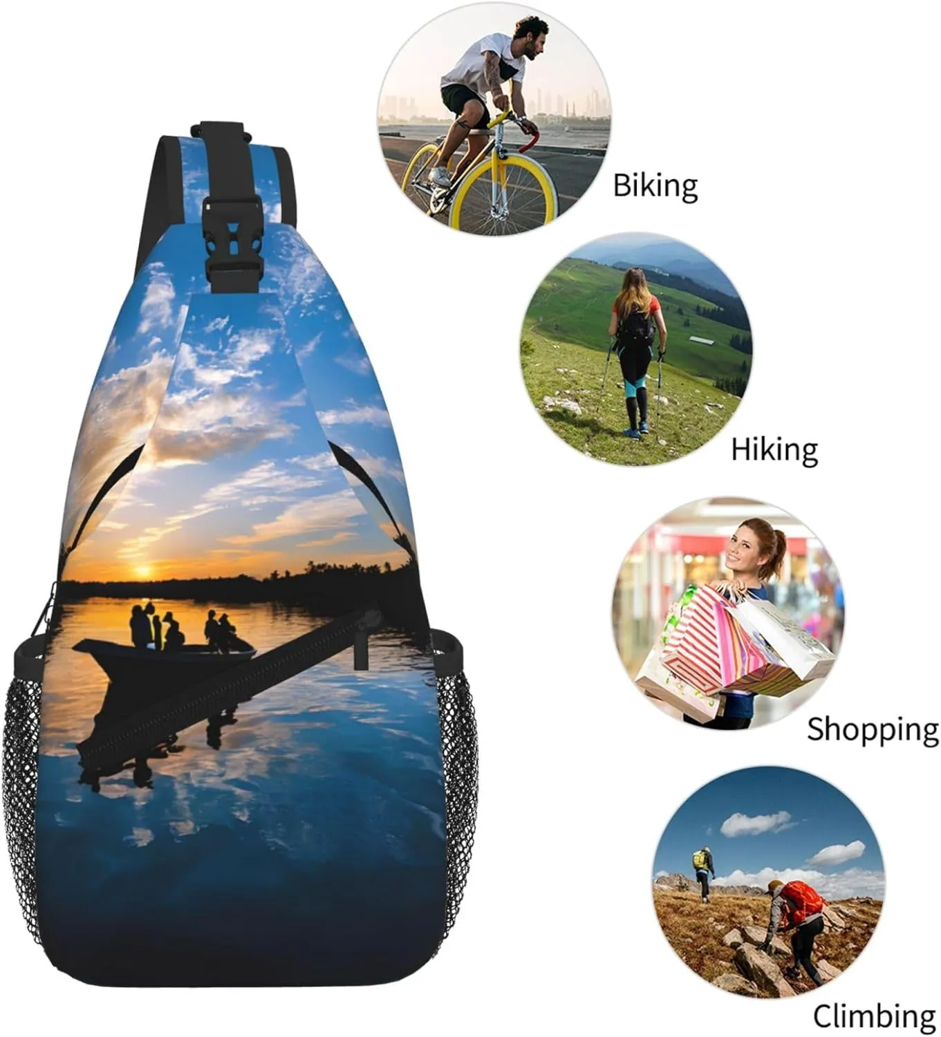 Fishing Scenic Print Cross Chest Bag Diagonally - High-Capacity For Short Trips, Work, And Daily Use