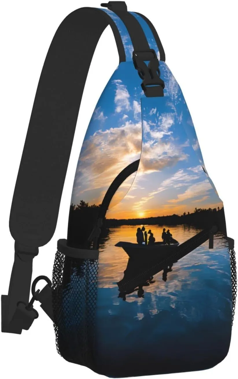 Fishing Scenic Print Cross Chest Bag Diagonally - High-Capacity For Short Trips, Work, And Daily Use