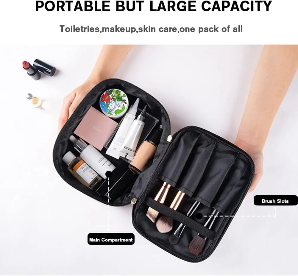 FITINI 3 Pieces Makeup Bags Marble Double Layer Travel Large Cosmetic Cases Organizer Toiletry Bags Waterproof Small Zipper Pouch for Women Makeup Brush Storage Bag,White
