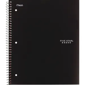 Five Star® Wirebound Notebook, 5-Subject, Medium/College Rule, Assorted Cover Colors, (200) 11 x 8.5 Sheets, 2/Pack