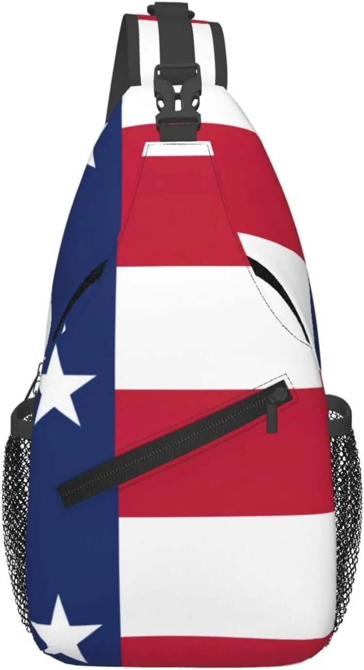 Flag Of Texas Print Crossbody Sling Bag, Lightweight Shoulder Backpack Adjustable Outdoor Travel Cycling Bag