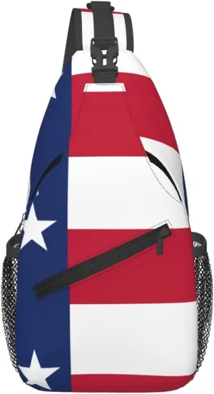 Flag Of Texas Print Crossbody Sling Bag, Lightweight Shoulder Backpack Adjustable Outdoor Travel Cycling Bag
