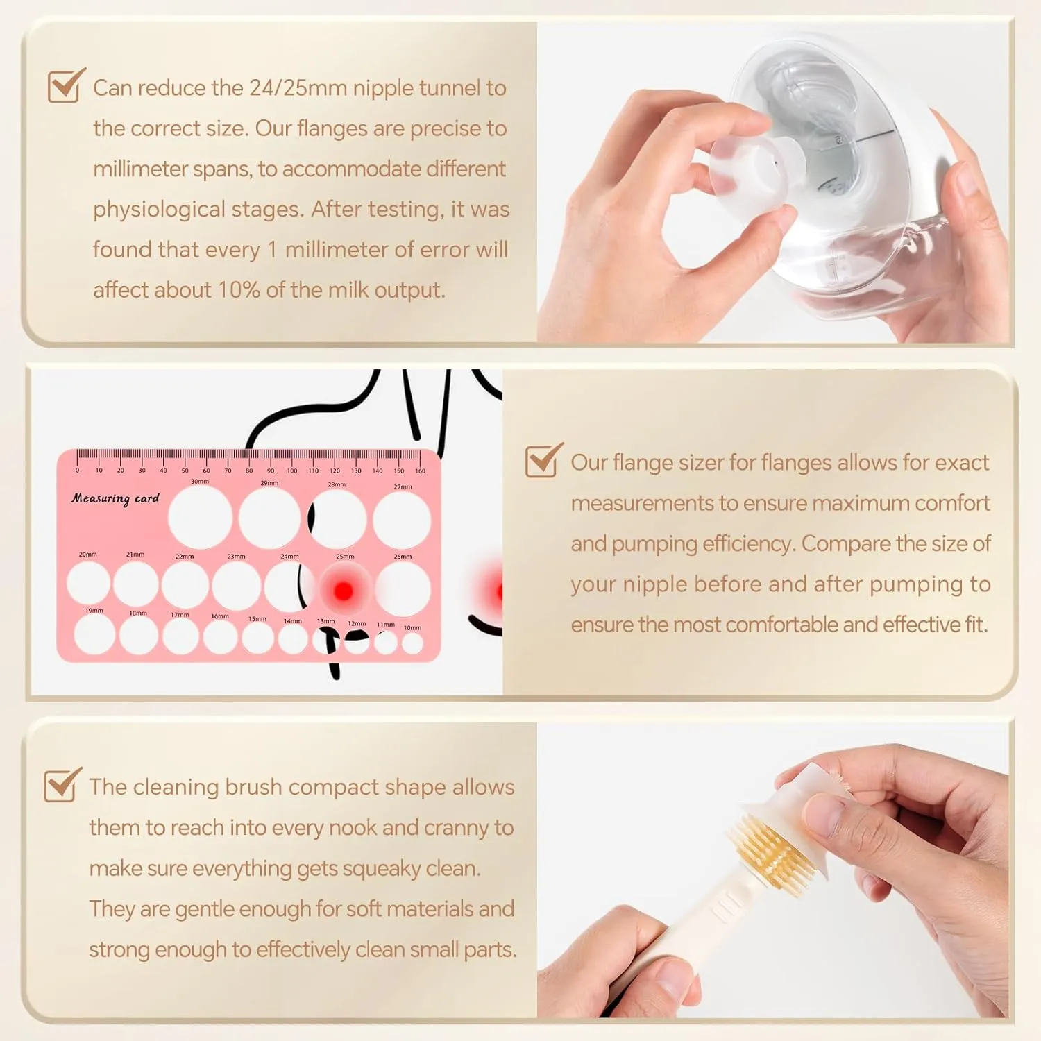 Flange Inserts 16PCS 15/16/17/18/19/20/21/22mm for 24mm Pumps, Flange Sizing Kit Compatible with Medela Elvie Lansinoh Spectra Momcozy Breast Pump Accessories, Breastfeeding Essentials Kit for New Mom