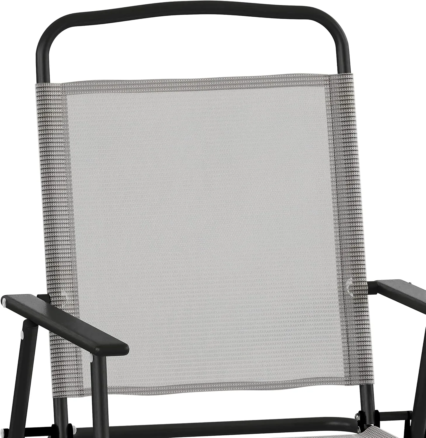 Flash Furniture Mystic Folding Patio Sling Chairs, Outdoor Textilene Lawn Chairs with Armrests, Set of 2, Gray