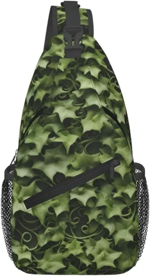 Floral Swirls Ivy Men'S Casual Chest Crossbody Bag, Lightweight Durable Shoulder Sling Pack For Daily Use, Travel, And Outdoor.