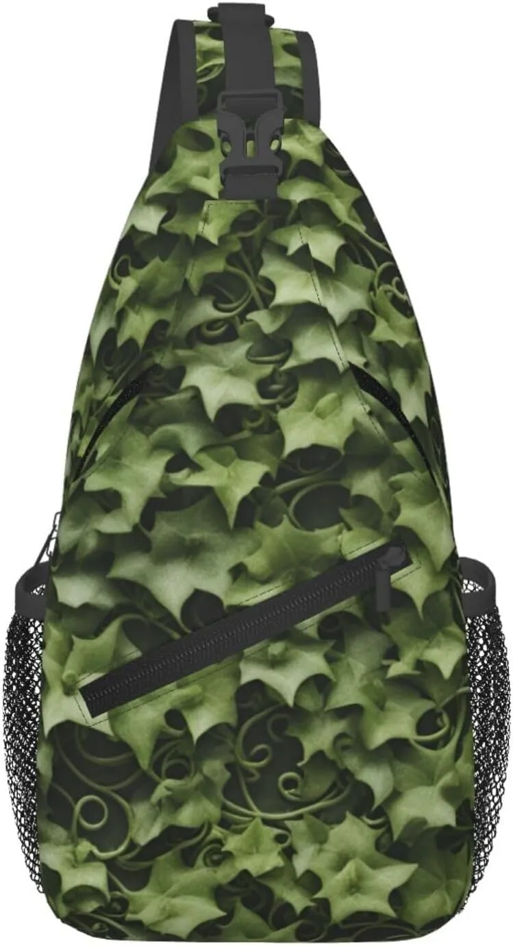 Floral Swirls Ivy Men'S Casual Chest Crossbody Bag, Lightweight Durable Shoulder Sling Pack For Daily Use, Travel, And Outdoor.
