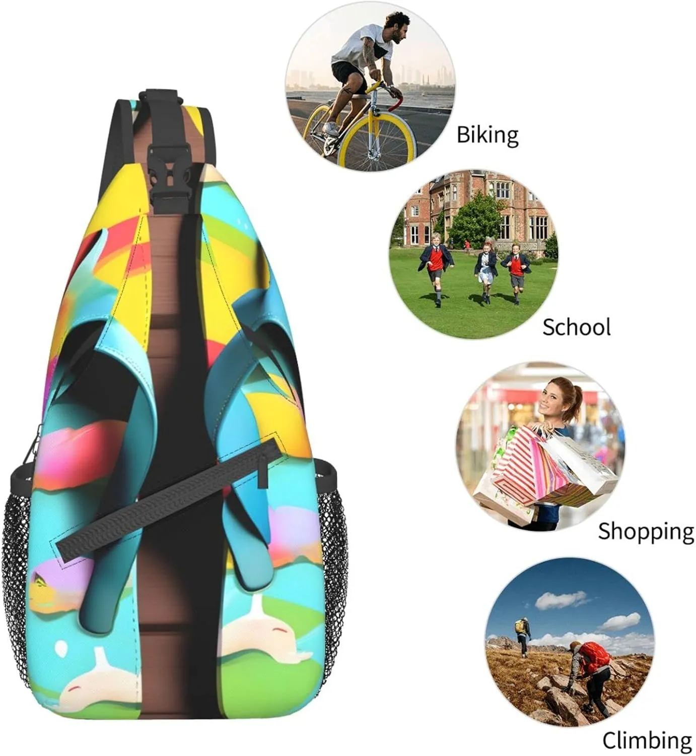 Flower Diamond Painting Unisex Crossbody Backpack Travel Hiking Casual Chest Bags Lightweight Fashion