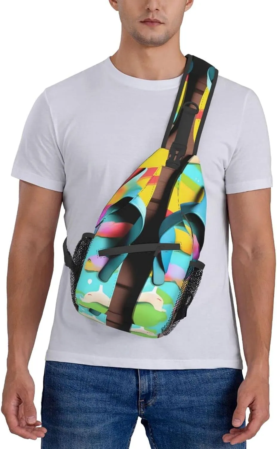 Flower Diamond Painting Unisex Crossbody Backpack Travel Hiking Casual Chest Bags Lightweight Fashion