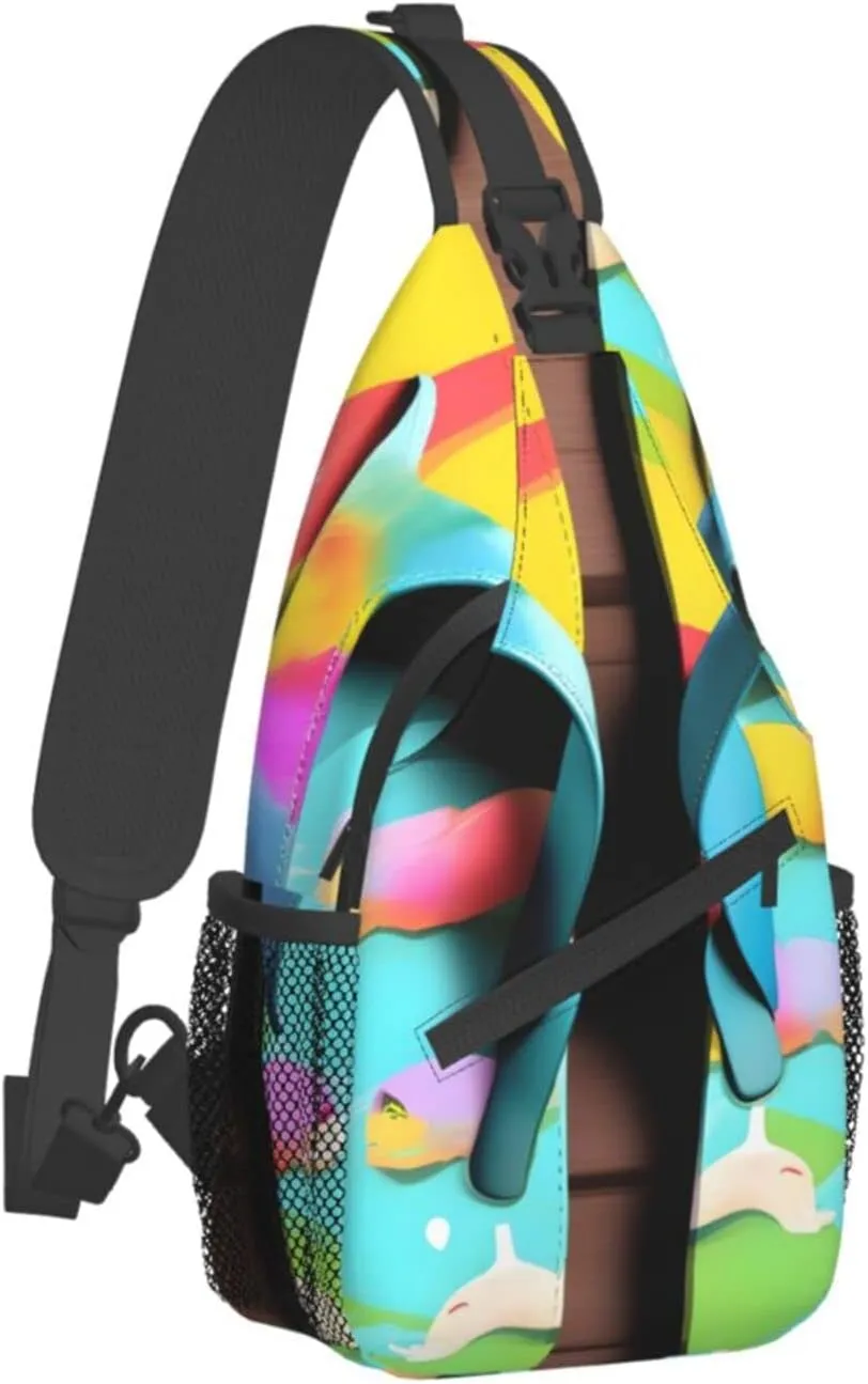 Flower Diamond Painting Unisex Crossbody Backpack Travel Hiking Casual Chest Bags Lightweight Fashion