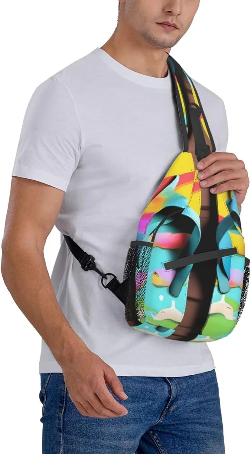 Flower Diamond Painting Unisex Crossbody Backpack Travel Hiking Casual Chest Bags Lightweight Fashion