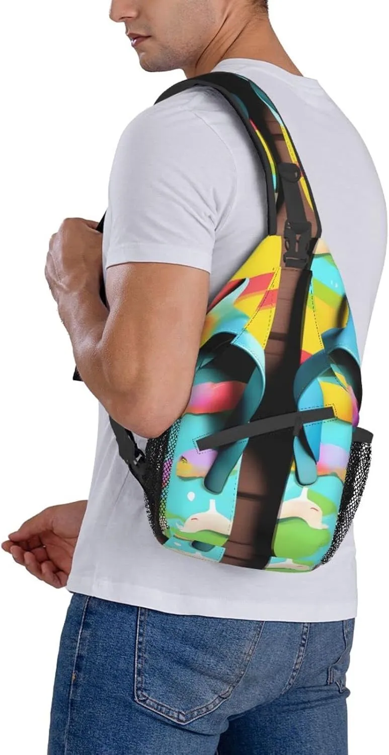 Flower Diamond Painting Unisex Crossbody Backpack Travel Hiking Casual Chest Bags Lightweight Fashion