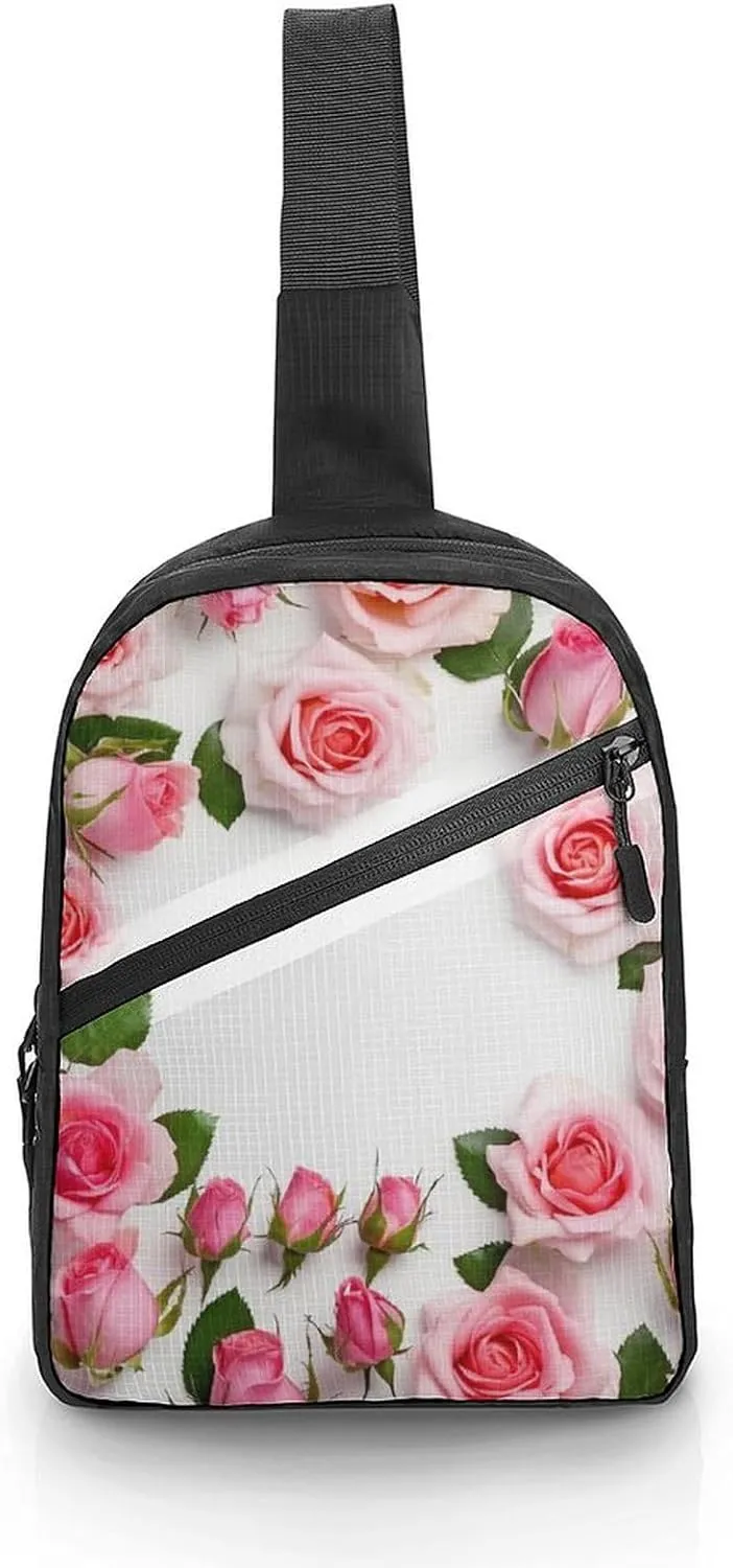 Flowers Surrounded Cross Chest Bag Crossbody Backpack for Women Men Sling Bag Travel Hiking Daypack