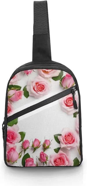 Flowers Surrounded Cross Chest Bag Crossbody Backpack for Women Men Sling Bag Travel Hiking Daypack