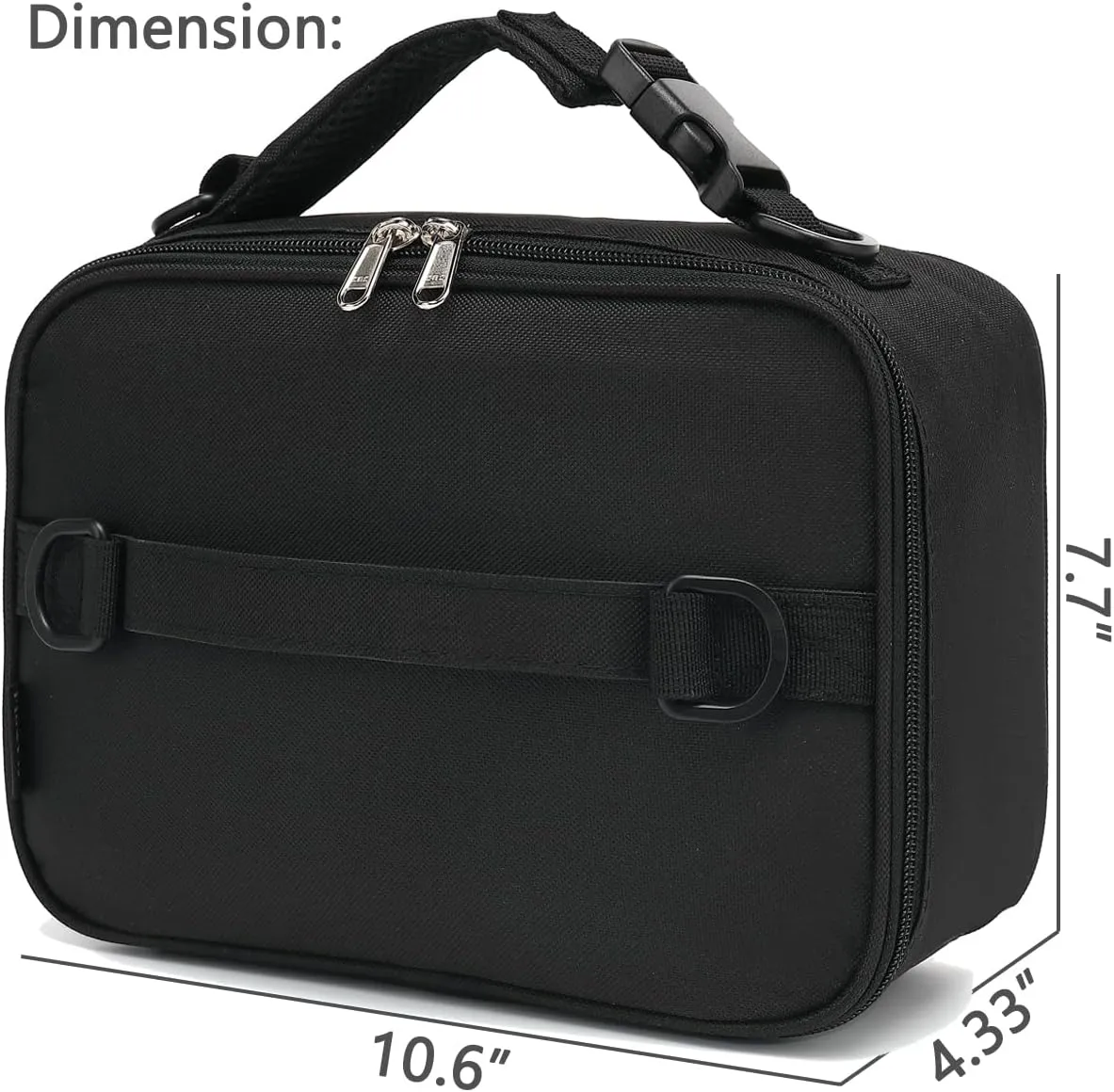 FlowFly Kids Lunch Bag, Durable Insulated School Lunch Box with Shoulder Strap and Bottle Holder, Water-resistant Thermal Small Lunch Cooler Tote for Teen Boys & Girls,Black