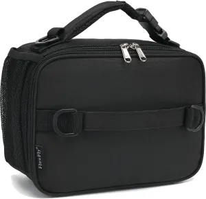 FlowFly Kids Lunch Bag, Durable Insulated School Lunch Box with Shoulder Strap and Bottle Holder, Water-resistant Thermal Small Lunch Cooler Tote for Teen Boys & Girls,Black