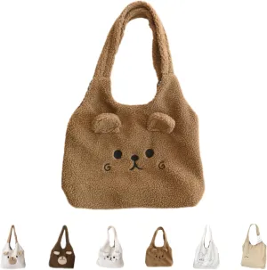 Fluffy Tote Bag Ladies Kawaii Shoulder Bag Women Furry Bears Tote Bag Plush Handbag Women Cute Crossbody Bag for Women