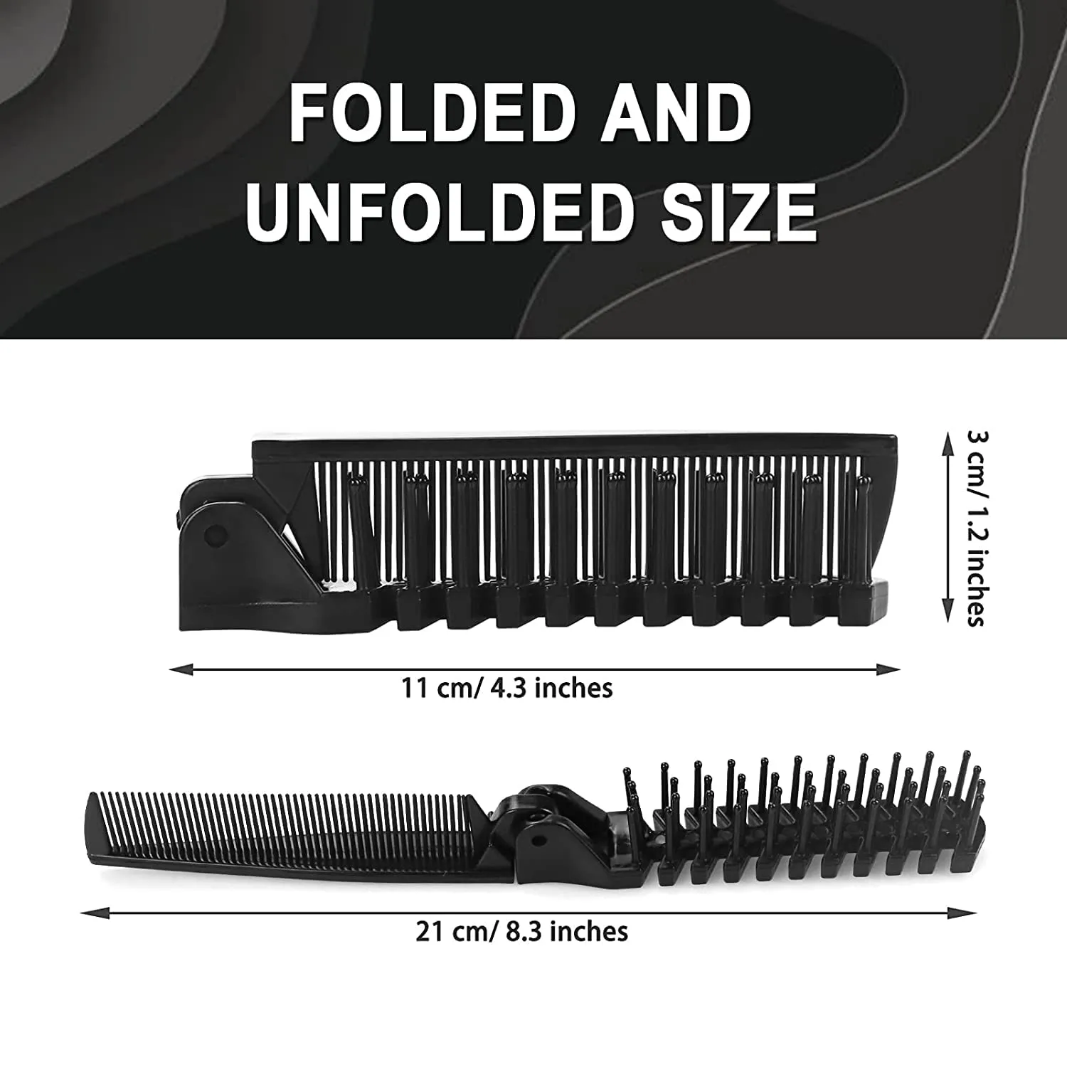 Foldable Combs in Bulk Individually Wrapped, Travel Pocket Hair Comb, Folding Hair Brush Double Headed, Brush Comb Styling Tool for Men Women Combs, Black (One Size, 100, Count)