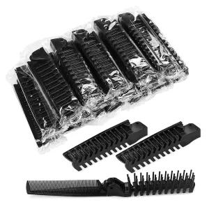 Foldable Combs in Bulk Individually Wrapped, Travel Pocket Hair Comb, Folding Hair Brush Double Headed, Brush Comb Styling Tool for Men Women Combs, Black (One Size, 100, Count)
