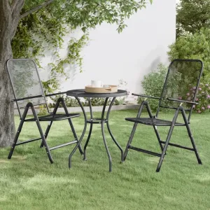 Folding Patio Chairs 2 pcs, Patio Outdoor Camping Chair Outdoor Seating Furniture for Backyard Patio Balcony Poolside Expanded Metal Mesh Anthracite