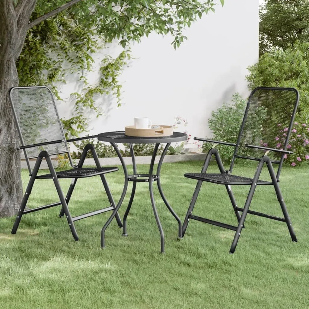 Folding Patio Chairs 2 pcs, Patio Outdoor Camping Chair Outdoor Seating Furniture for Backyard Patio Balcony Poolside Expanded Metal Mesh Anthracite