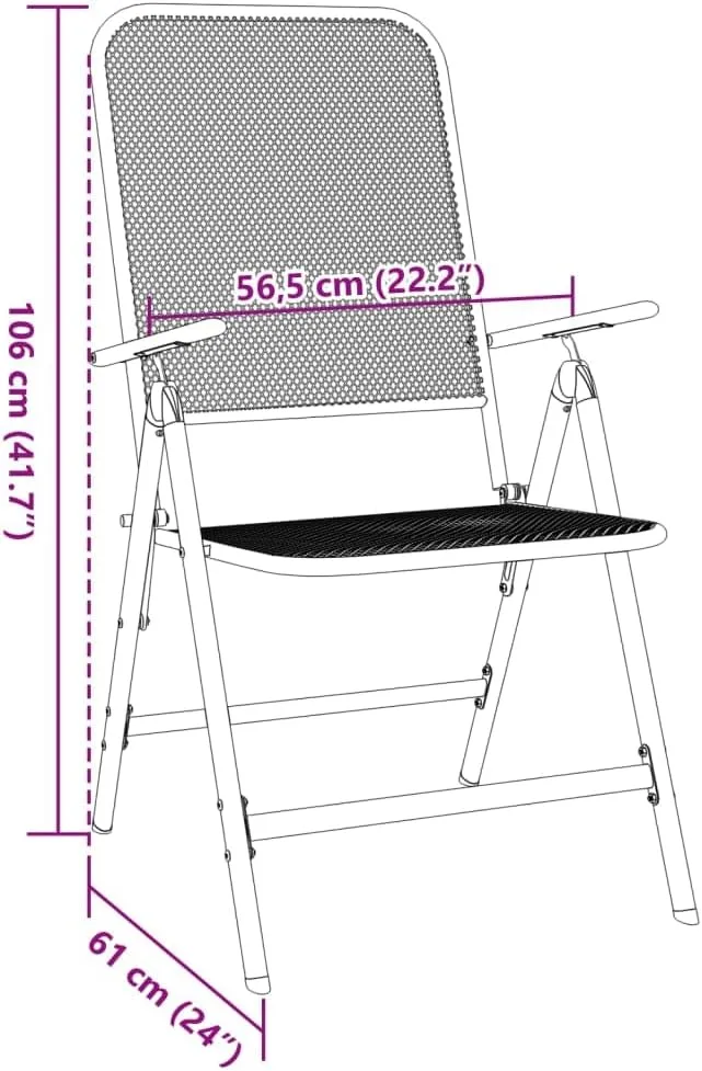 Folding Patio Chairs 2 pcs, Patio Outdoor Camping Chair Outdoor Seating Furniture for Backyard Patio Balcony Poolside Expanded Metal Mesh Anthracite